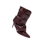 Women’s Pointed Toe Stiletto Ankle Boots – Rivet Detail, Faux Leather