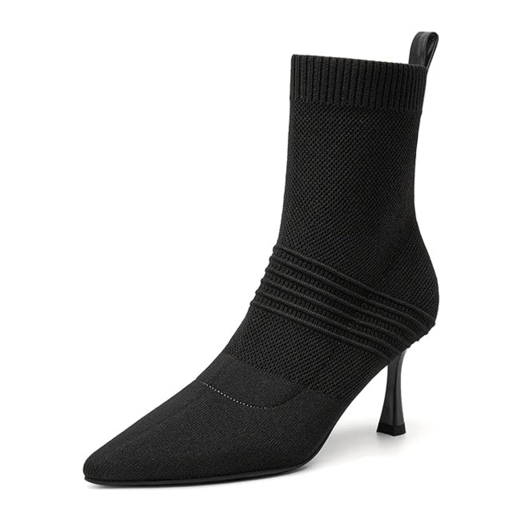 Women’s Pointed Toe Ankle Boots – 3 Inch Kitten Heel, Slip-On
