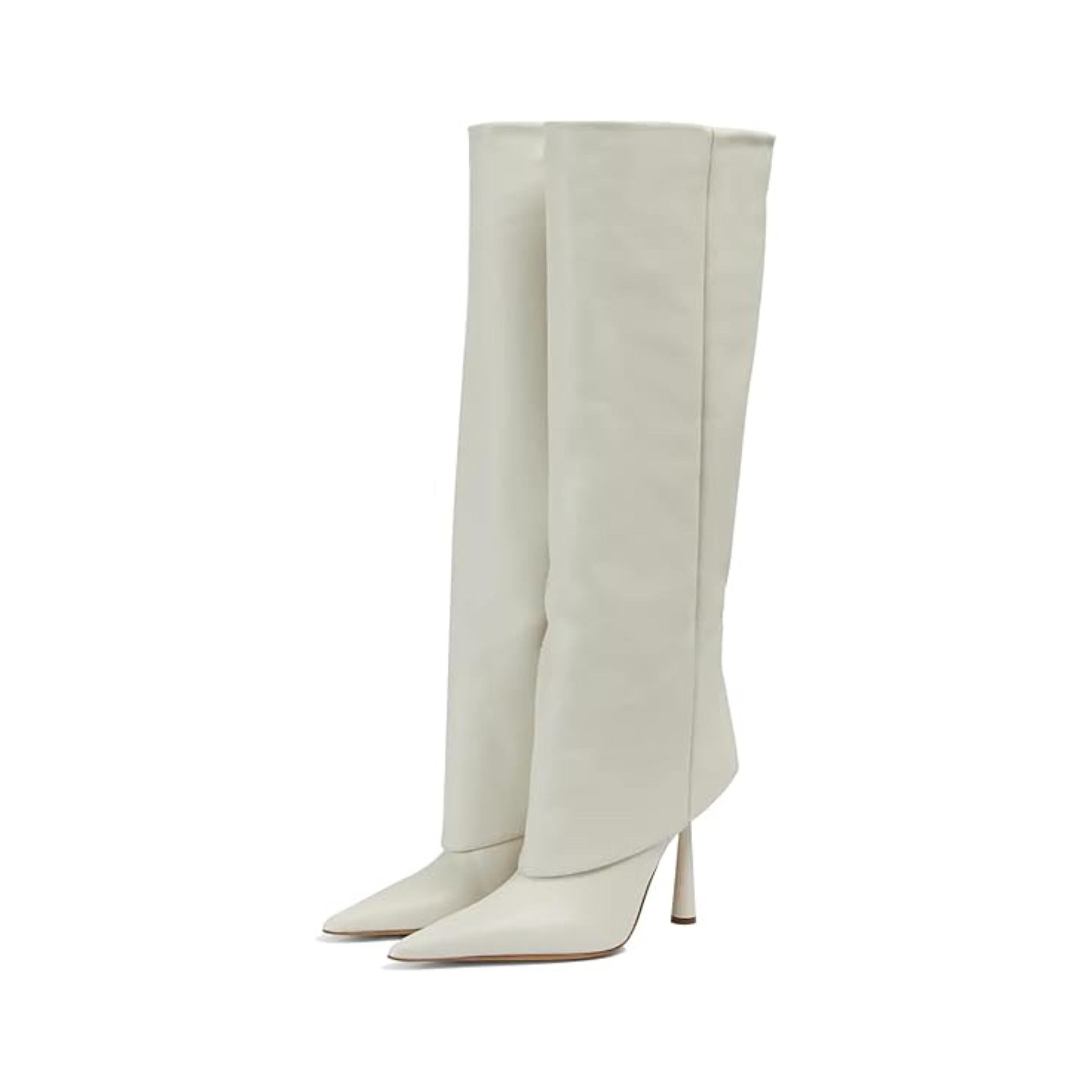 Women’s Knee-High Fold Over Boots – Pointed Toe, Stiletto Heel