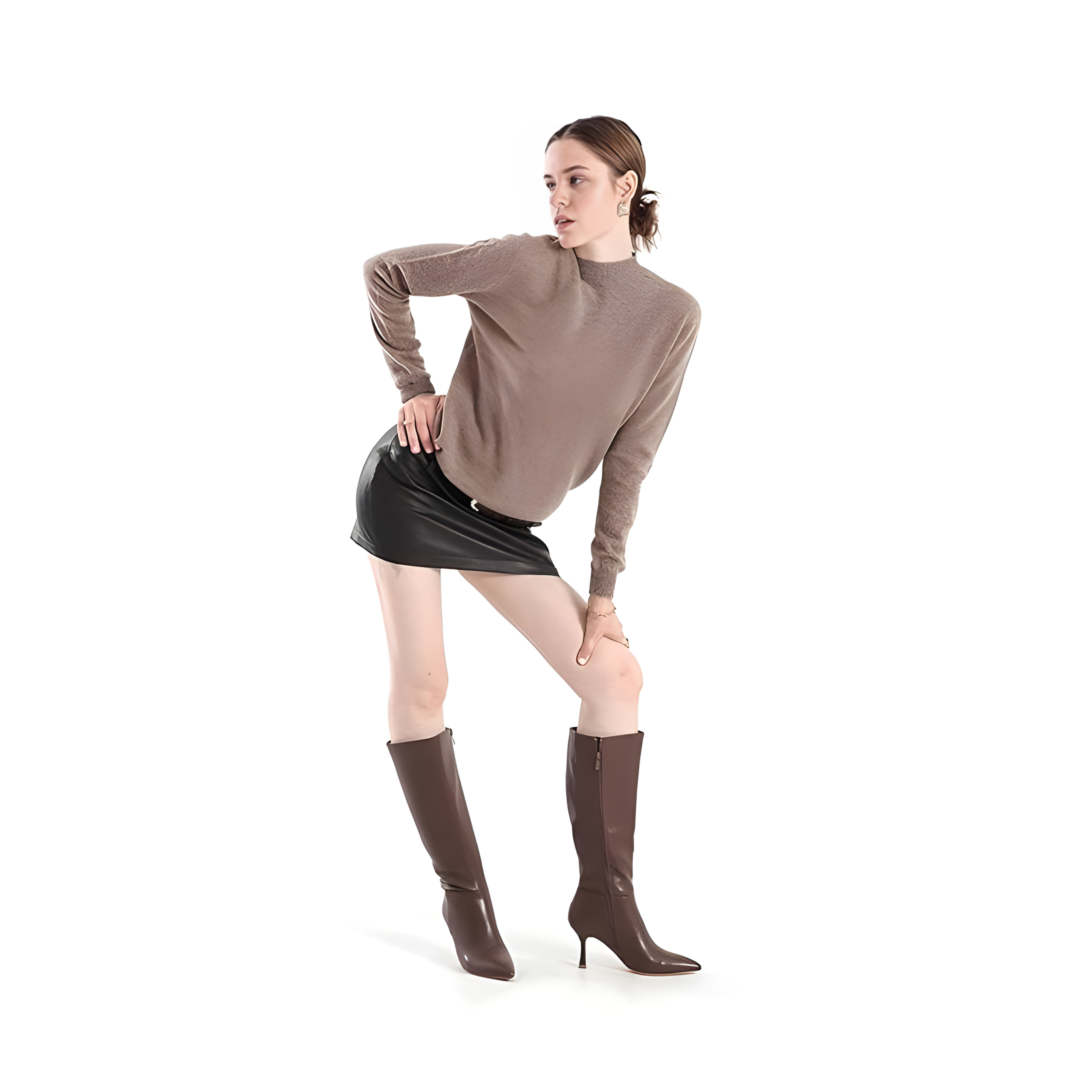 Knee-High Kitten Heel Boots