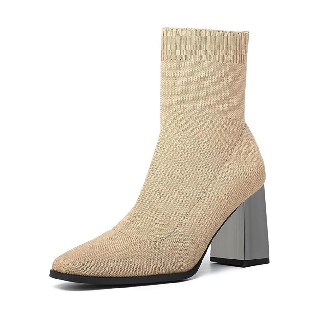 Women’s Pointed Toe Sock Ankle Boots – Stiletto Heel, Stretch Knit