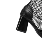 Women’s Mesh Ankle Booties – Square Toe, Block Heel, Slip-On