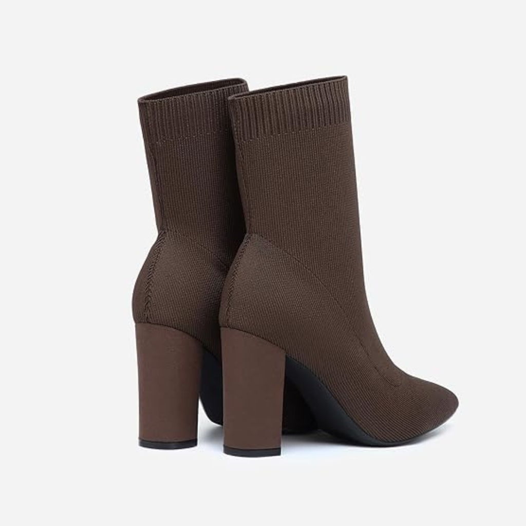 Women’s Pointed Toe Sock Ankle Boots – Stiletto Heel, Stretch Knit