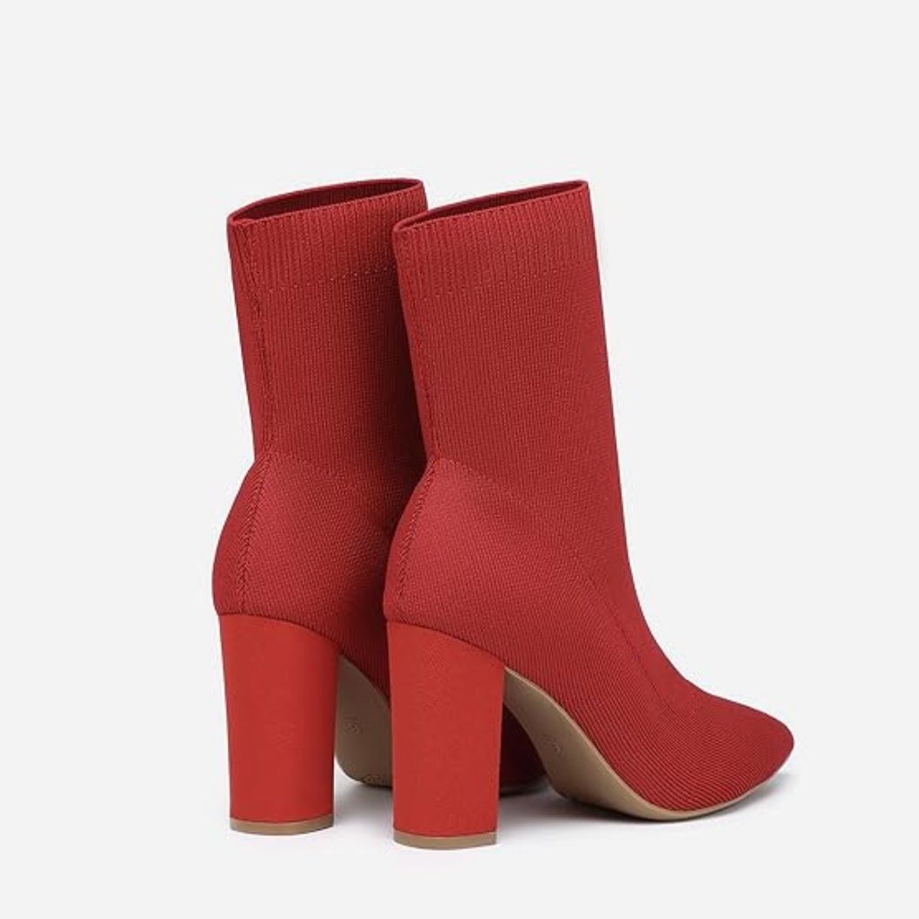 Women’s Pointed Toe Sock Ankle Boots – Stiletto Heel, Stretch Knit