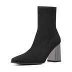 Women’s Pointed Toe Sock Ankle Boots – Stiletto Heel, Stretch Knit