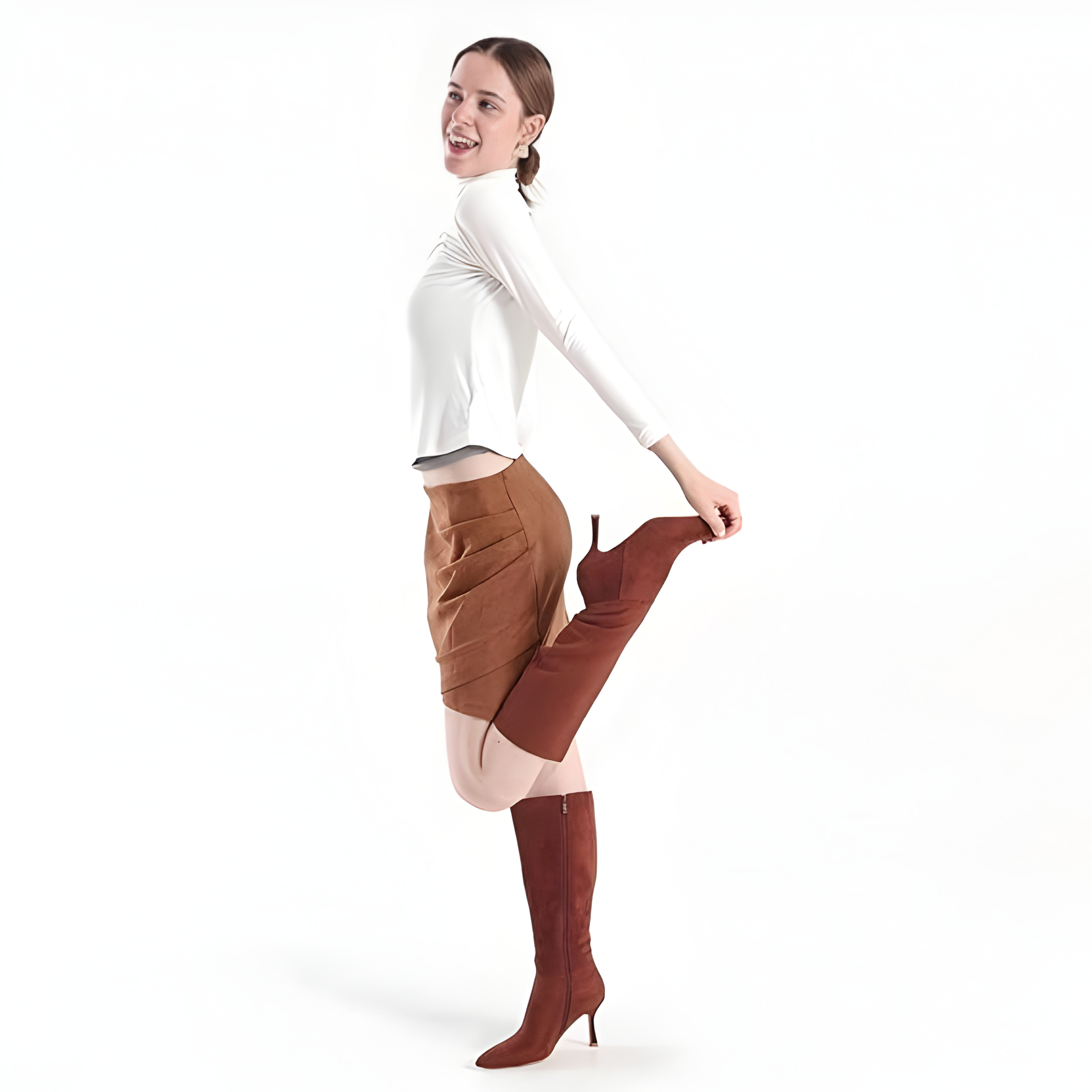 Knee-High Kitten Heel Boots