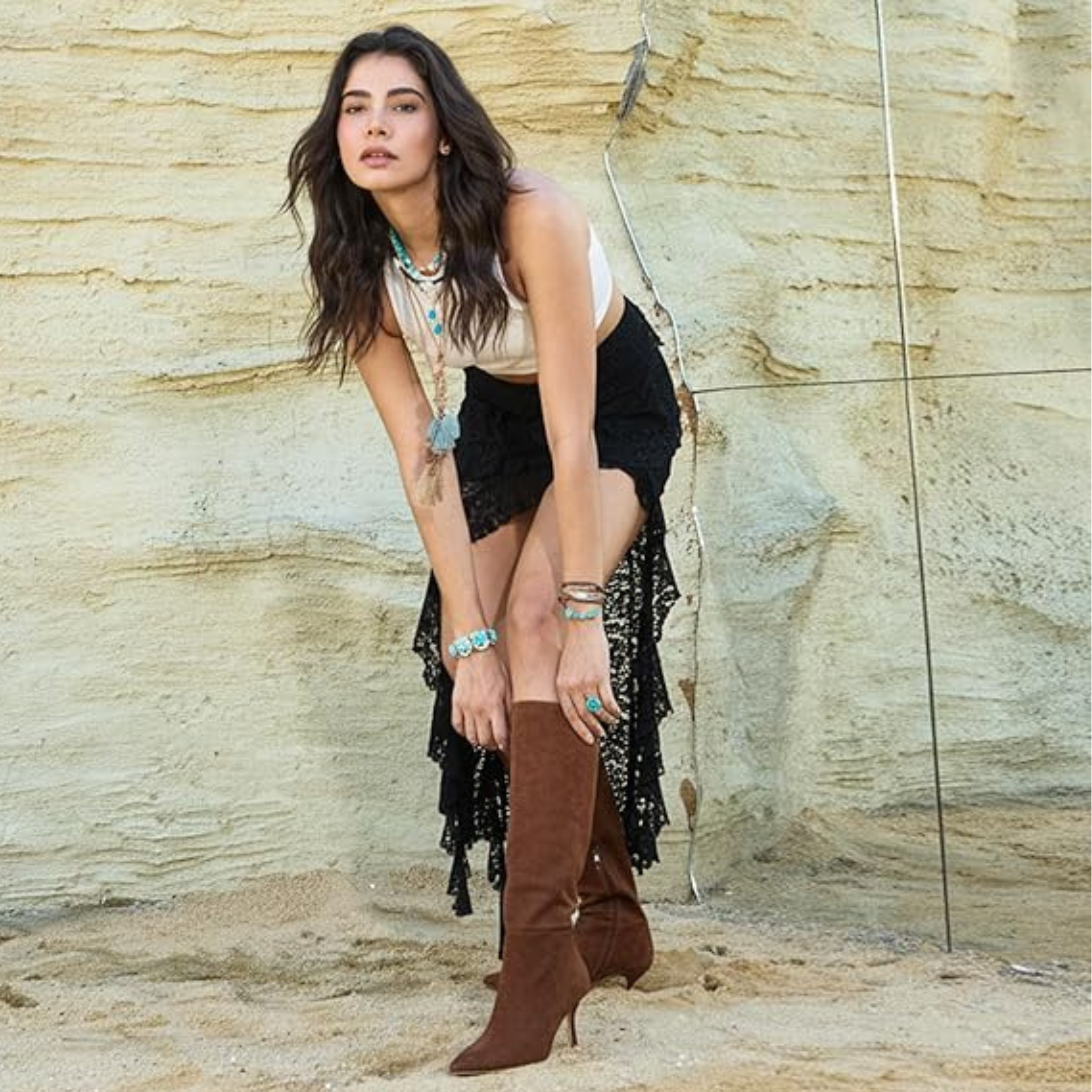 Knee-High Kitten Heel Boots