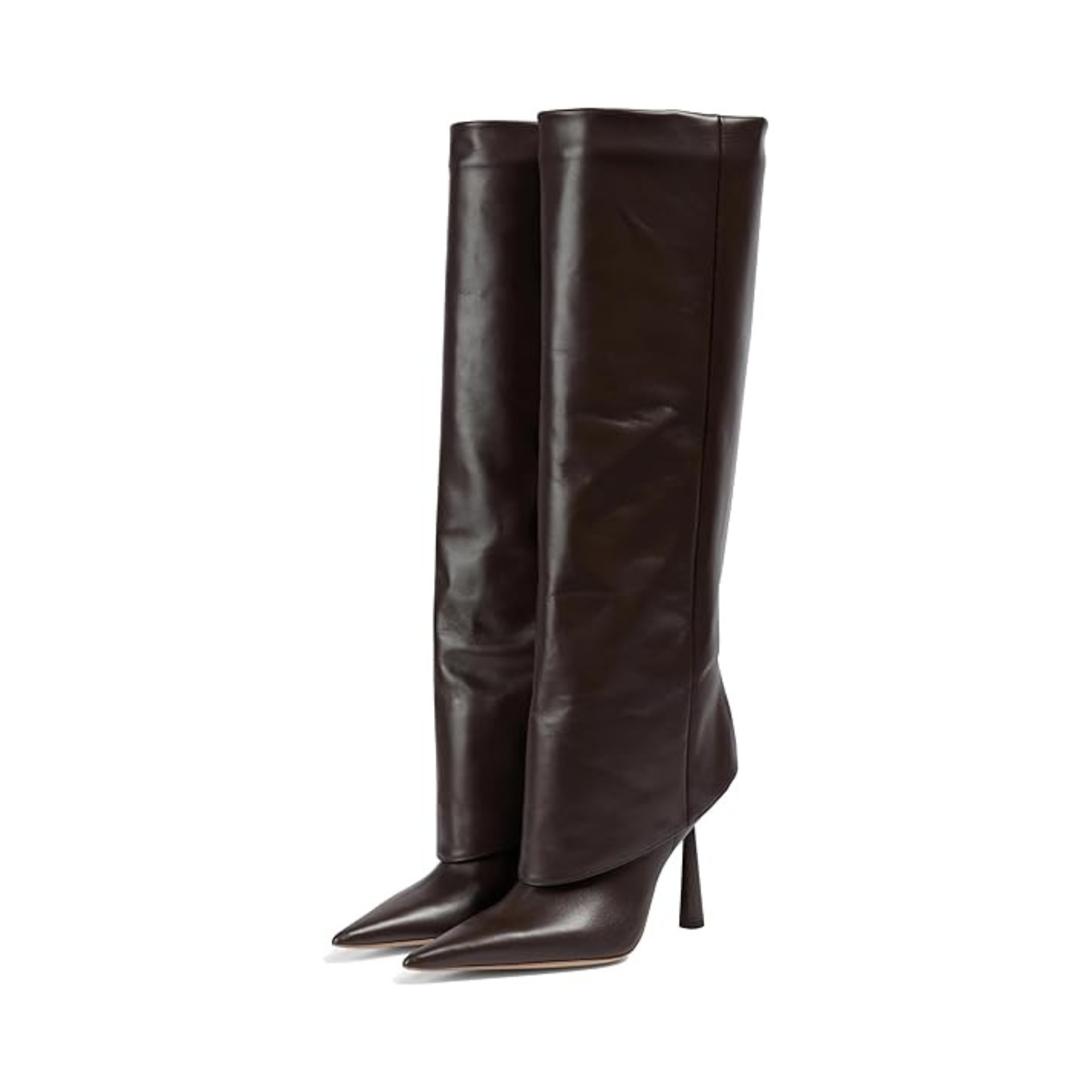 Women’s Knee-High Fold Over Boots – Pointed Toe, Stiletto Heel