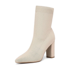 Women’s Pointed Toe Sock Ankle Boots – Stiletto Heel, Stretch Knit